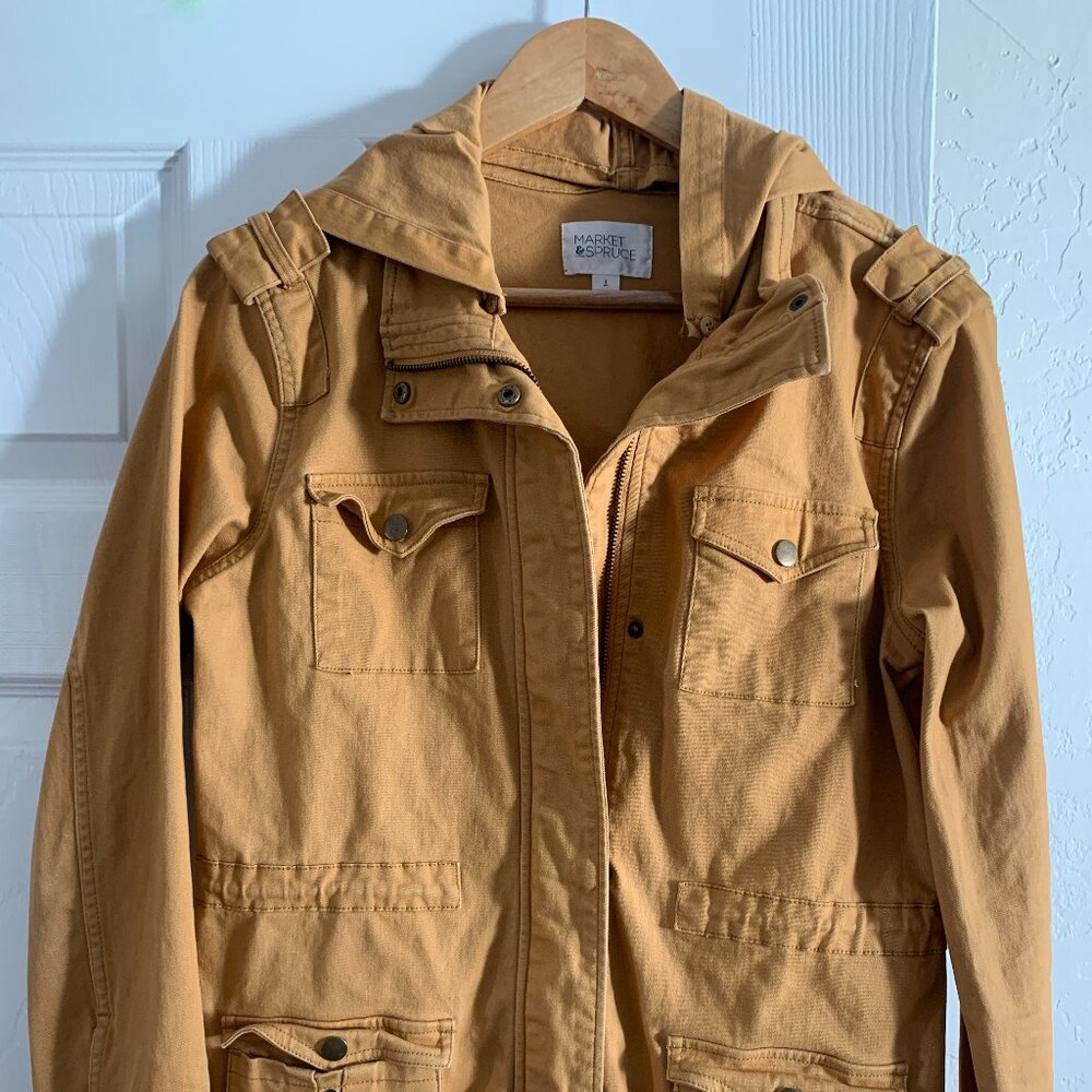 Small Mustard Cargo Jacket with hood - Market and Spruce